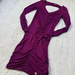 NWT Apple Bottoms Plum Ruched Bodycon Dress – Y2K Gold Heart Charm